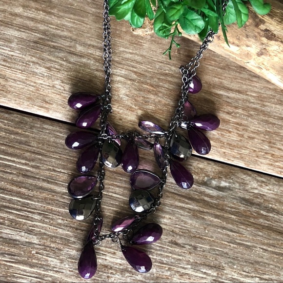 Double Strand Purple Teardrop Necklace - Picture 3 of 7